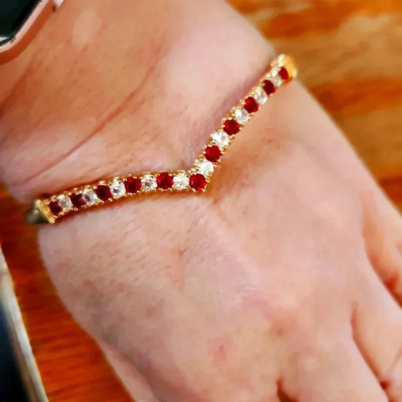 July GP Ruby CZ Birthstone Bangle Bracelet - Picture 1 of 12